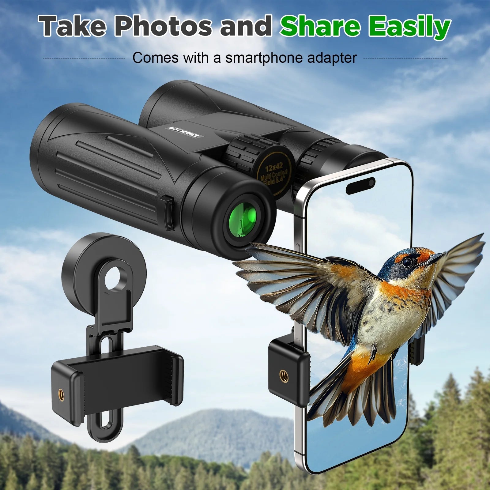 12X42 Binoculars for Adults Kids, HD Binoculars Waterproof FMC BAK4 Binoculars Low Light Vision for Bird Watching Travel Hunting Outdoor Sports Concerts