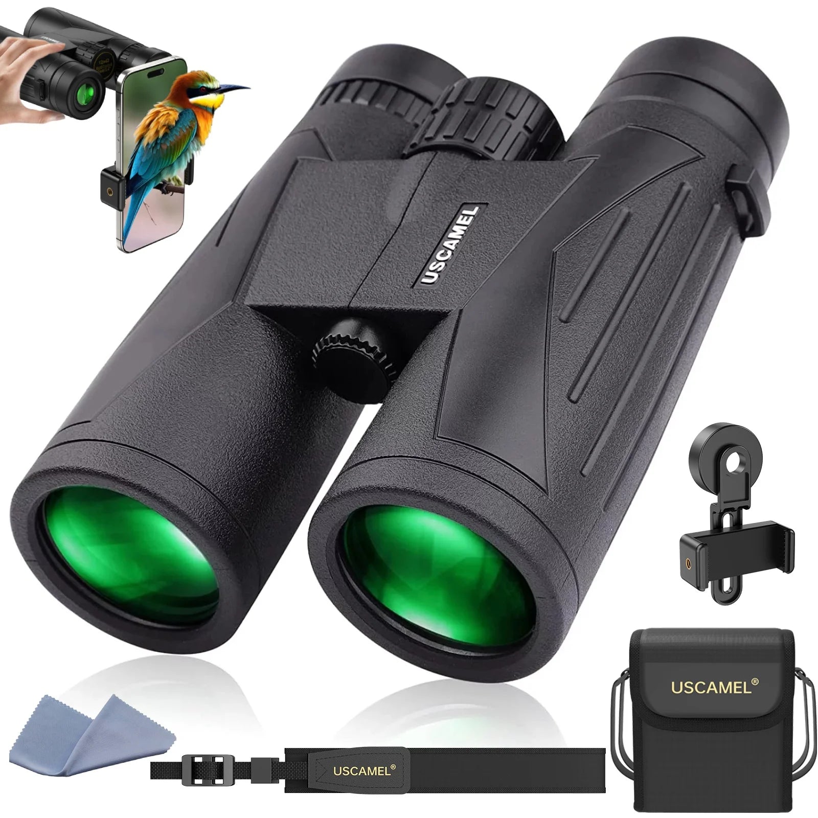 12X42 Binoculars for Adults Kids, HD Binoculars Waterproof FMC BAK4 Binoculars Low Light Vision for Bird Watching Travel Hunting Outdoor Sports Concerts