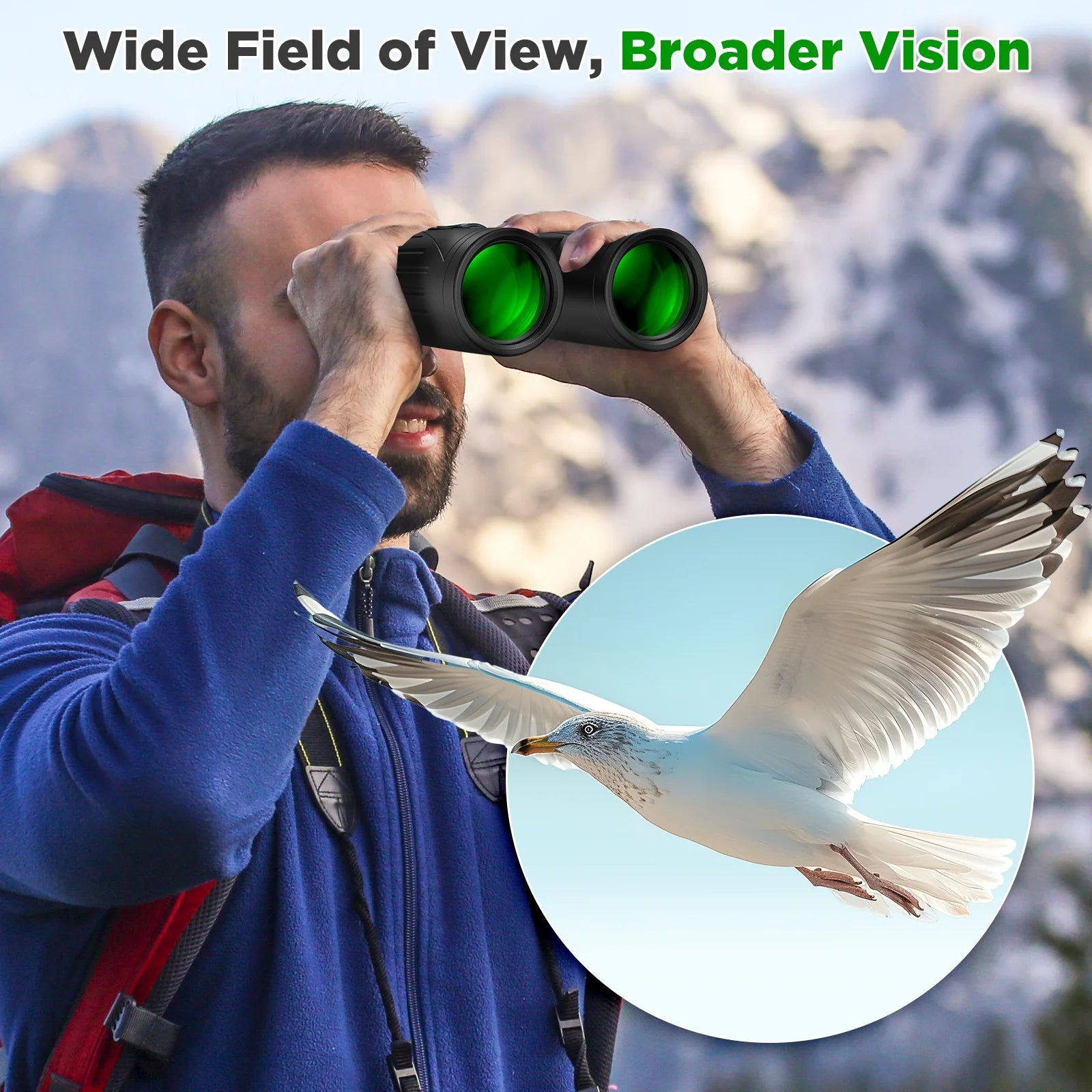 12X42 Binoculars for Adults Kids, HD Binoculars Waterproof FMC BAK4 Binoculars Low Light Vision for Bird Watching Travel Hunting Outdoor Sports Concerts
