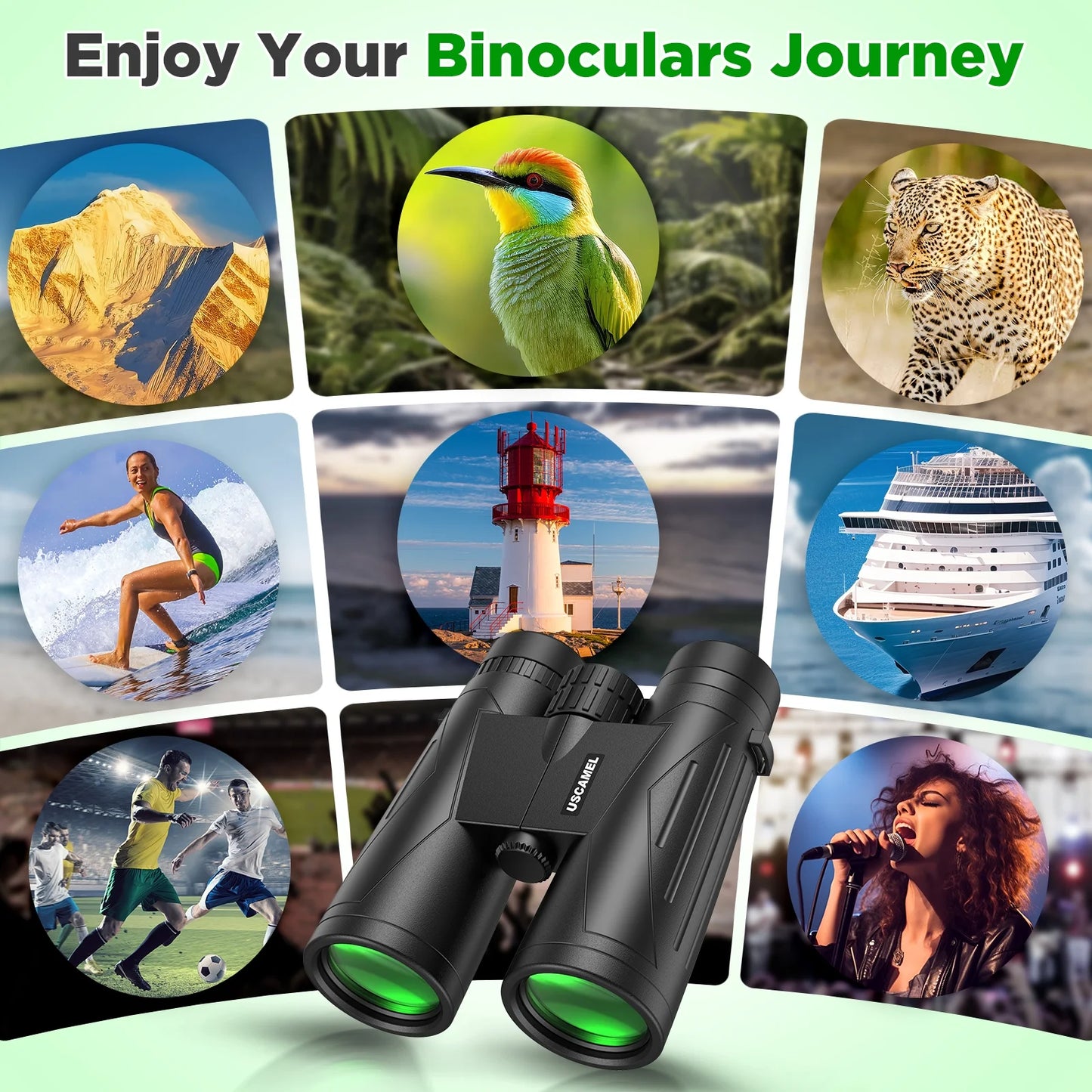 12X42 Binoculars for Adults Kids, HD Binoculars Waterproof FMC BAK4 Binoculars Low Light Vision for Bird Watching Travel Hunting Outdoor Sports Concerts