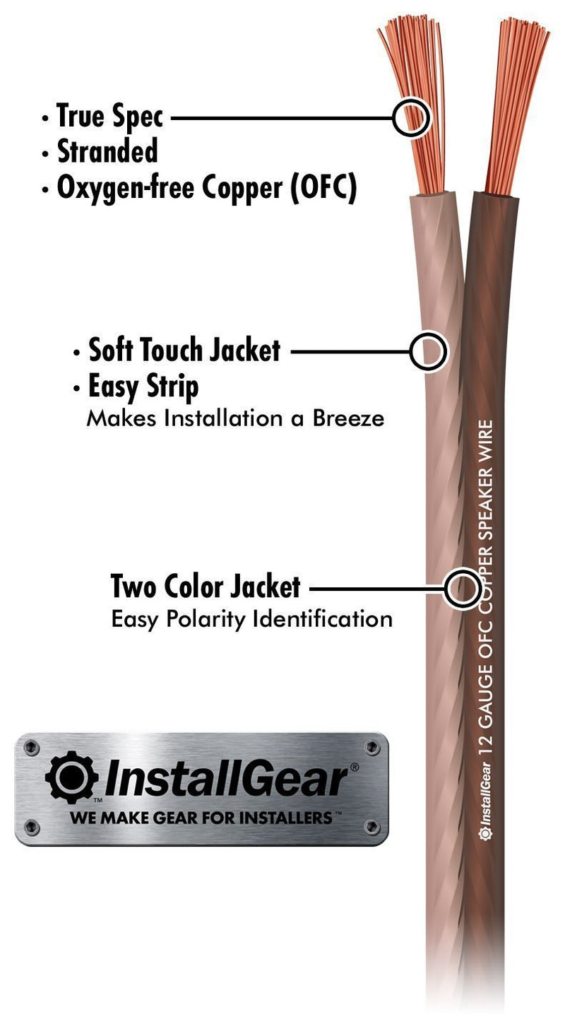 12 Gauge Speaker Wire with 12 Banana Plugs (100Ft) - 99.9% Pure Copper - True Spec and Touch Cable