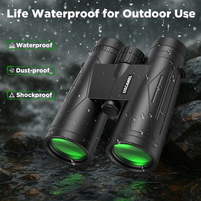12X42 Binoculars for Adults Kids, HD Binoculars Waterproof FMC BAK4 Binoculars Low Light Vision for Bird Watching Travel Hunting Outdoor Sports Concerts